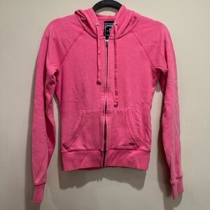 Y2K PINK Victoria's Secret Bright Pink Zip-Up Hoodie
